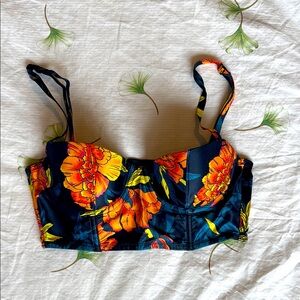 Gorgeous satin vintage floral bra top
